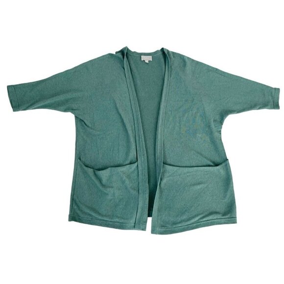 Ryllace Woman's Sz 1X Green Essence Drape Front Pocket Silk Blend Cardigan - Picture 9 of 9